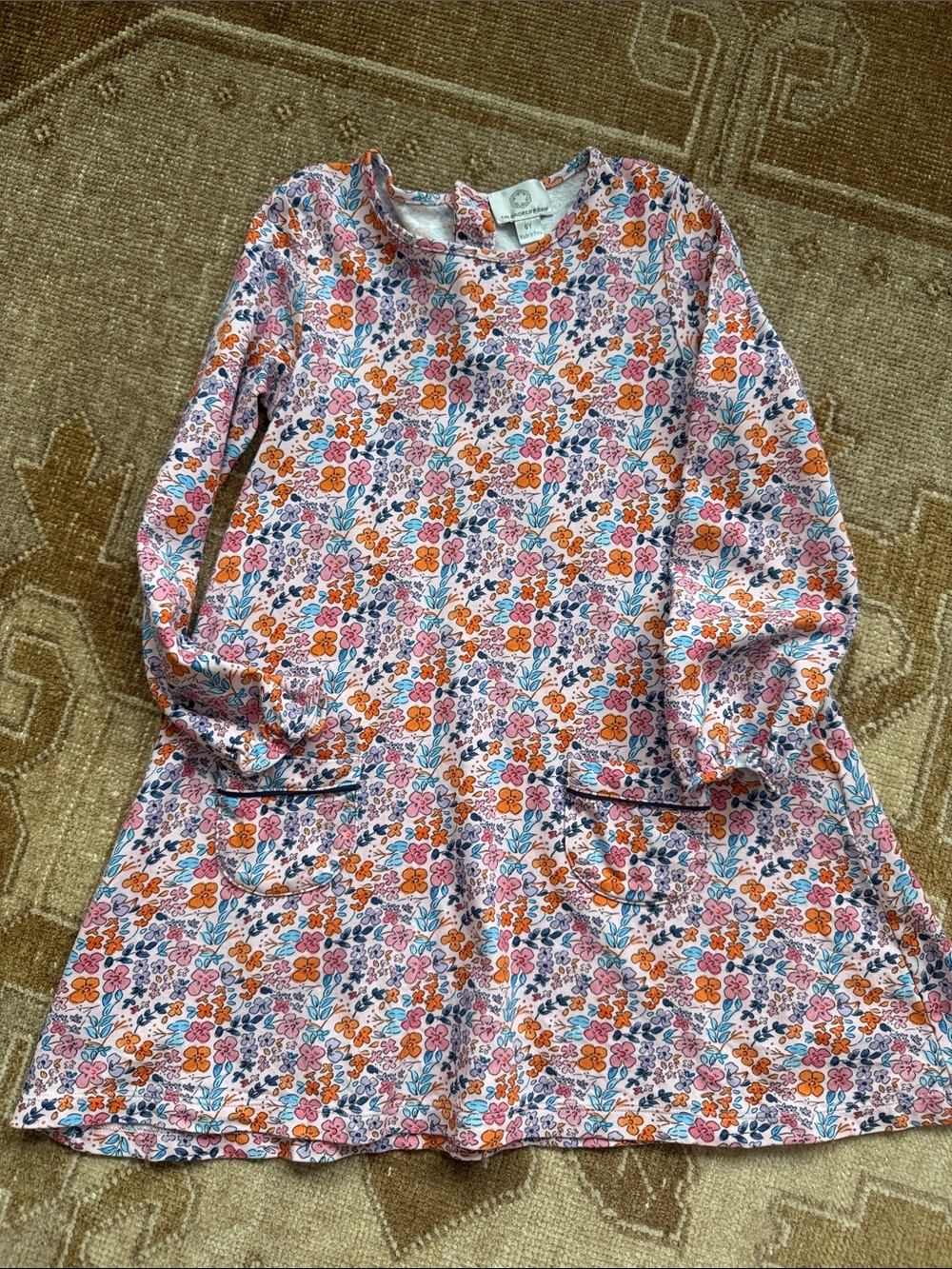 Proper Peony Long Sleeve Floral Dress in Pink & Orange
